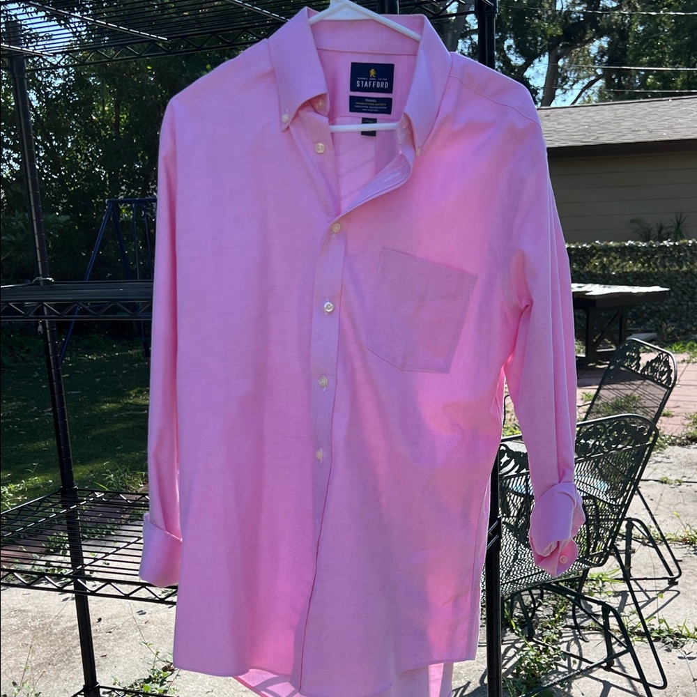 Stafford Men's Pink Button-Up Dress Shirt
